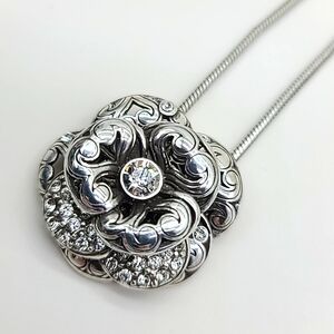 Brighton "SERENE ROSE" Multi-Layered Flower Pend w Swarovski Crystals & Scrolls!